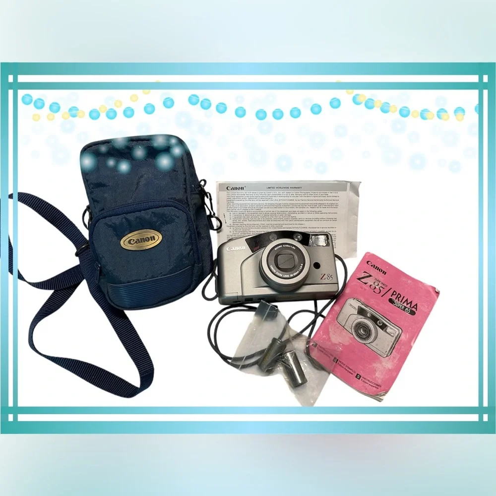 Canon Z85 Silver Film Camera with Accessories